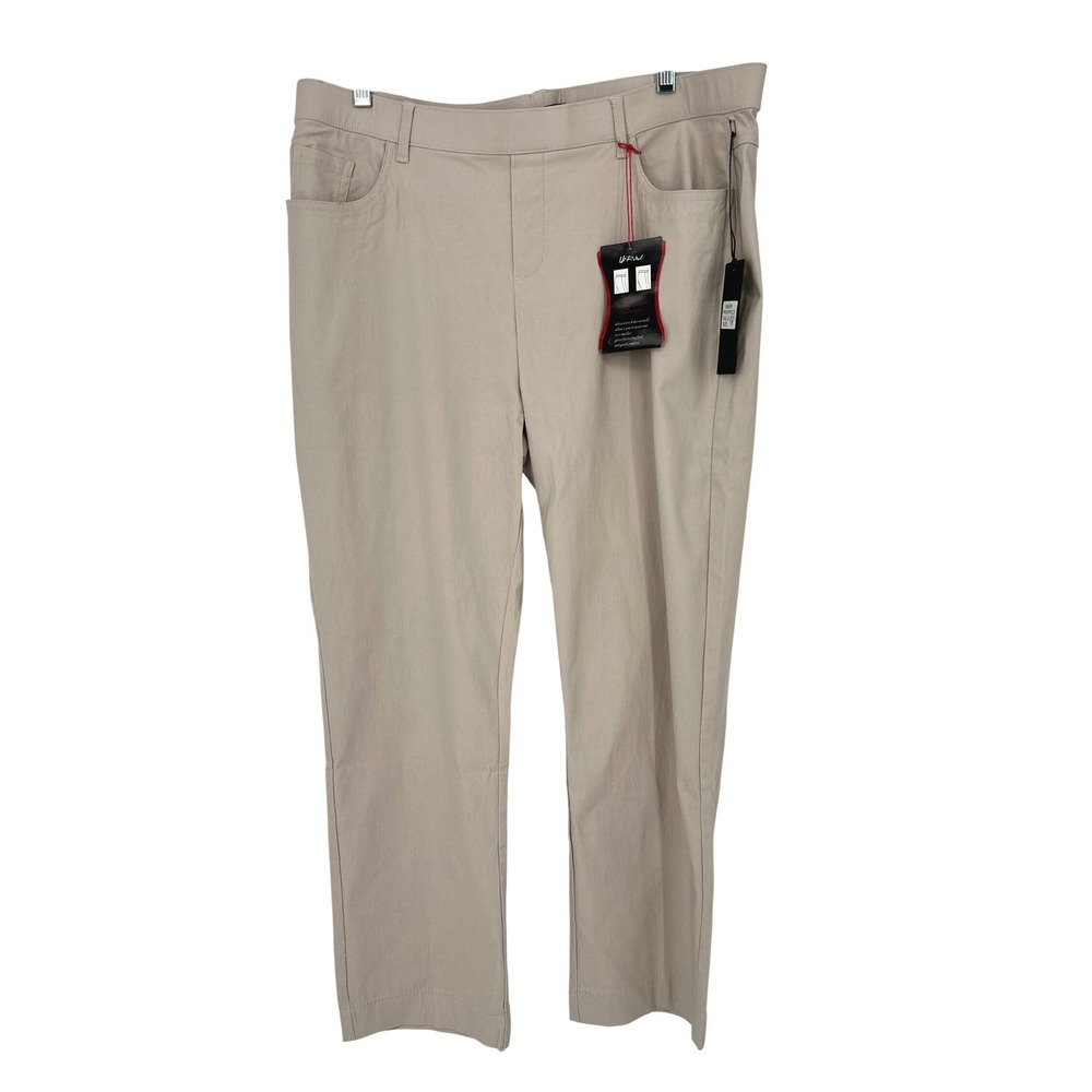 Ur Rebel‎ Tummy Control Pants Womens 18 Beige Micro Twill Stretch Pull On Slim